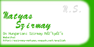 matyas szirmay business card